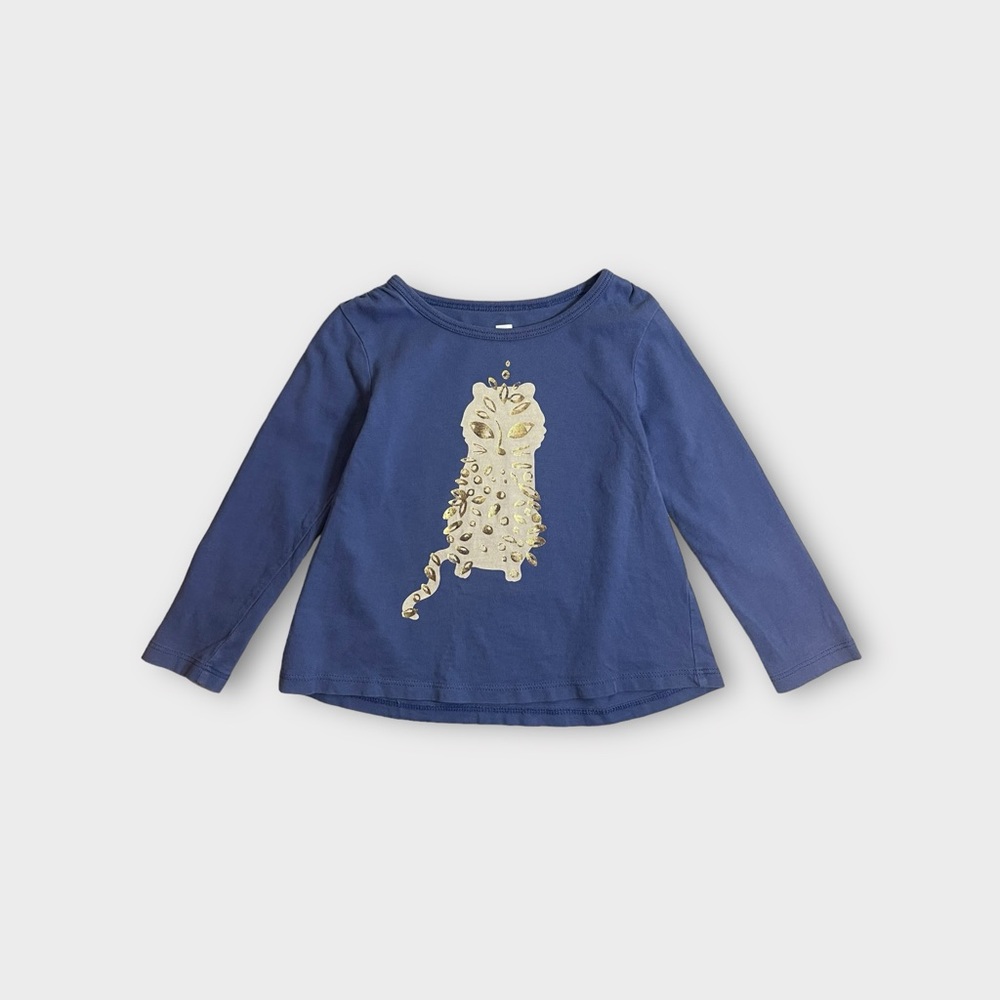 Tea Collection Sparkle Leopard Long Sleeve Blue Shirt